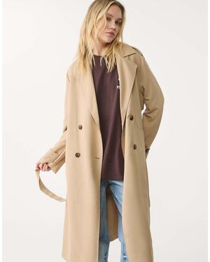Stradivarius Trenchcoat Met Riem - Naturel