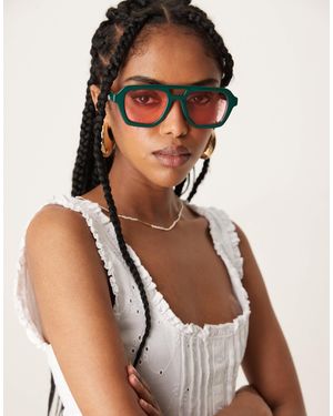 ASOS – eckige pilotenbrille - Braun
