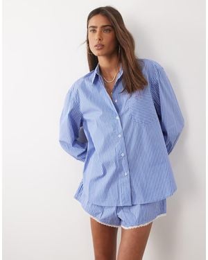 GOOD AMERICAN Poplin Classic Boxy Shirt Co-Ord - Blue