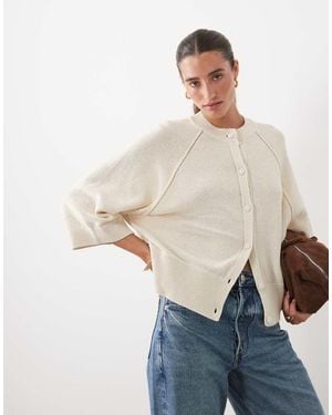 ASOS Cárdigan De Punto Con Manga Raglán Y Detalles En-Neutro - Blanco
