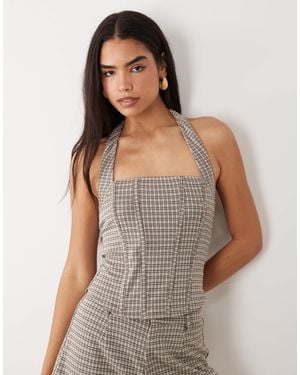 ASOS Mix & Match Brushed Halterneck Corset Top - Gray