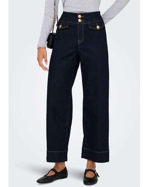 ONLY Emilia high waist wide fit – verkürzte jeans - Blau