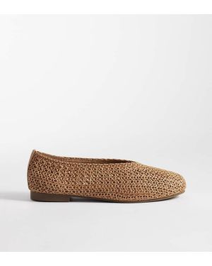 SEQWL Wide Fit Bailarinas Con Diseño Entretejido De - Marrón