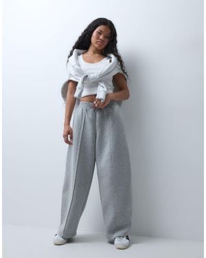 ASOS Asos Design Petite Wide Leg jogger With Pleat Detail - Grey