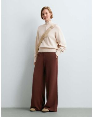 Oysho Soft-Touch Modal Wide-Leg Trousers - Red