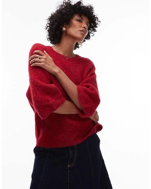& Other Stories Alpaca Short Sleeve Knitted Jumper - Red