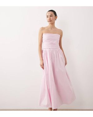 Nobody's Child Petite Ariella Occasion Ruched Detail Bandeau Midi Dress - Pink