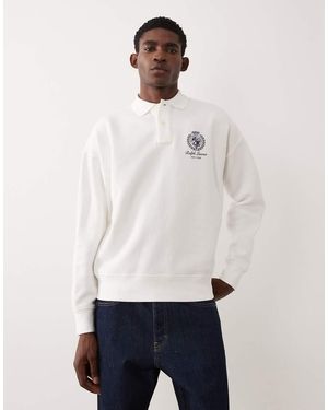 Polo Ralph Lauren Icon Logo Long Sleeve Collared Sweatshirt - White