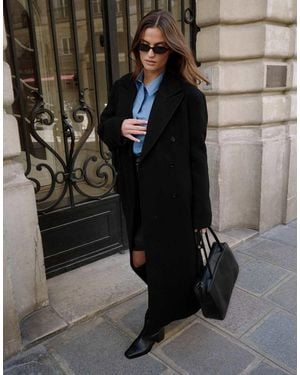 NA-KD Double Breasted Coat - Black