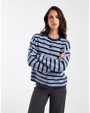 ASOS Cardigan mit rundhalsausschnitt und gebürstetem material - Blau