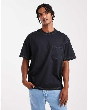 Only & Sons Oversized T-shirt With Contrast Stitch - Blue