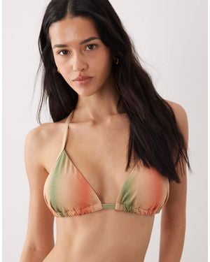 New Look – gepolstertes bikinioberteil mit em farbverlaufsmuster - Braun