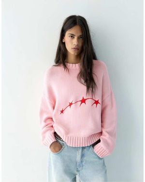 Pull&Bear Star Jumper - Pink
