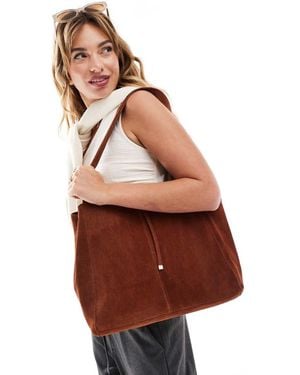 Mango Slouchy Suede Tote Bag - Brown