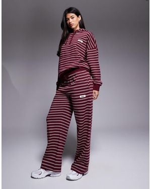 Kaiia Pantalon d'ensemble à rayures en coton mélangé avec taille nouée - bordeaux et crème - Violet