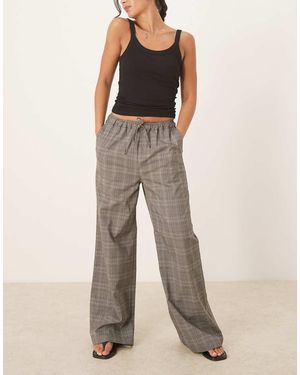 Threadbare Pantalones Marrones A Cuadros De Pernera Recta De - Neutro