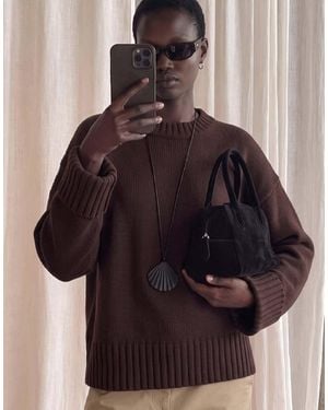 NA-KD Folded Sleeve Knitted Jumper - Brown