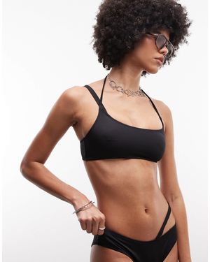 Monki – asymmetrisches bikinioberteil - Schwarz