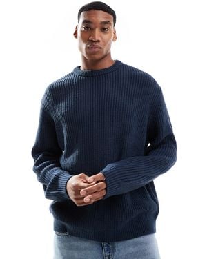 ASOS Oversized Knitted Fisherman Rib Jumper - Blue