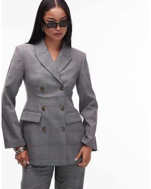 ASOS Blazer Comodo Doppiopetto Sartoriale Monocromatico A Quadri - Grigio