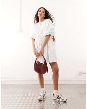 Collusion Channel Detail Smock Mini Dress - Natural