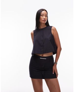 Mango Minigonna Sartoriale Con Motivo Gessato - Blu