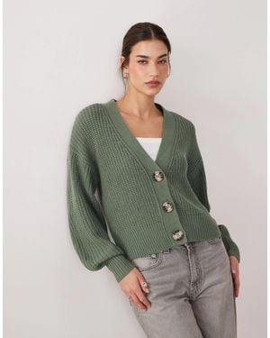 Jdy – langärmlige, lockere strickjacke - Grün