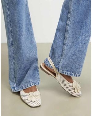 River Island Flower Crochet Flat Slingback Shoes - Blue
