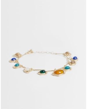 Reclaimed Vintage Gemstone Charm Bracelet - Metallic