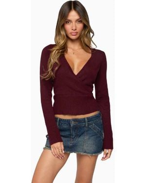 Edikted Dezi Long Sleeve Knit Top - Red