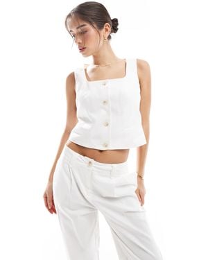 Vero Moda Tailored Square Neck Waistcoat Co-ord - White
