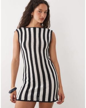 ASOS Crochet Knit Cotton Blend Shift Dress - White