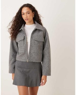 Brave Soul Boucle Faux Wool Jacket - Grey