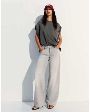 Bershka Low-rise Straight Jeans - Grey