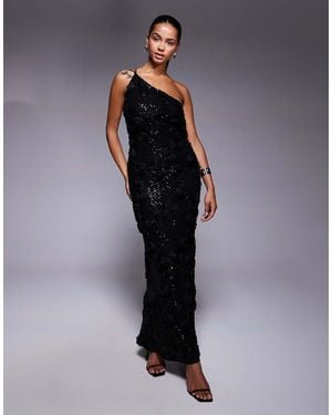 TFNC London One Shoulder Floral Sequin Maxi Dress - Blue