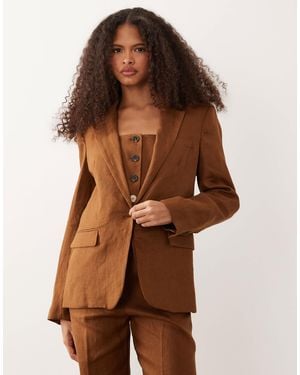 Mango Boreli leinen-blazer-kombiteil - Braun