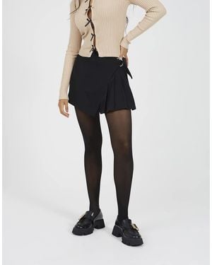 Brave Soul Pleated Wrap Over Skort - Black