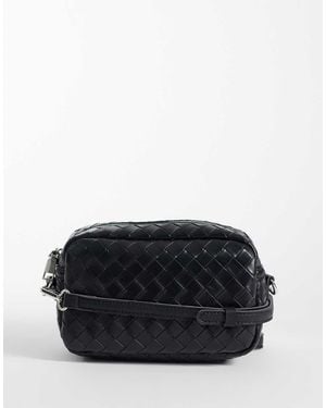 PASQ Camera Bag A Tracolla Intrecciata Nera - Nero