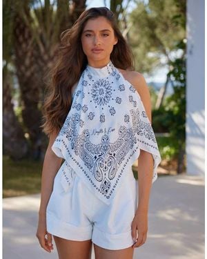 Noughts & Kisses Halterneck Tie Back Handkerchief Top - White