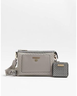 River Island Bandolera Con Ribete En Contraste De - Gris