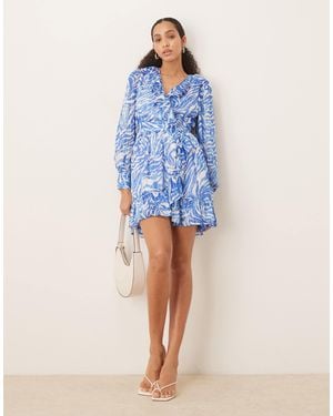 Vila Flounce Mini Dress - Blue