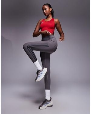 adidas Originals Adidas Training Optime 3 Stripe 7/8 Leggings - Grey