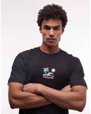 Parlez Short Sleeve Mateo Beach Graphic Logo T-shirt - Black