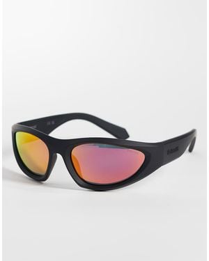 Polaroid Sunglasses Polaroid Sporty Wrap Sunglasses With Polarized Lenses - Black