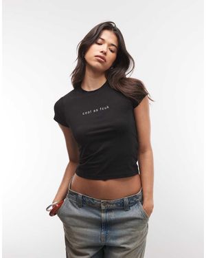 French Connection Camiseta Con Diseño Encogido Cool As Fcuk En - Negro
