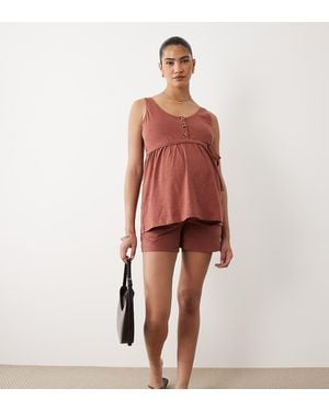 Mama.licious Mamalicious Maternity Under The Bump Shorts Co-Ord - Red