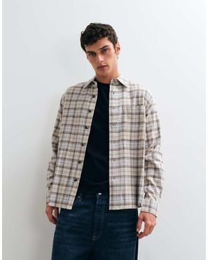 Only & Sons Camicia Loose Fit A Quadri Crema E Marrone - Grigio