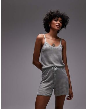 Mango Rib Pyjama Short Co-Ord - Grey