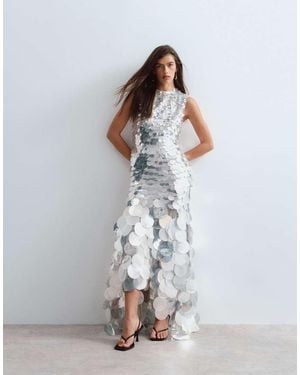 ARRANGE Maxi Jurk Met Hoge Hals En Pailletten - Wit