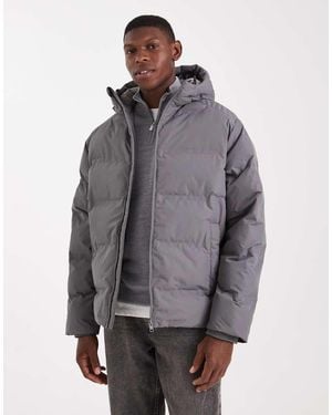 Jack & Jones Thick Puffer Jacket With Hood - Grey
